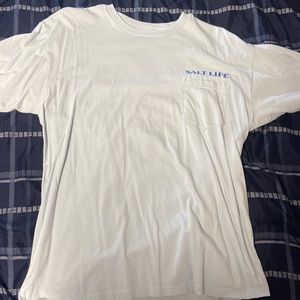 salt life blue short sleeve pocket tee